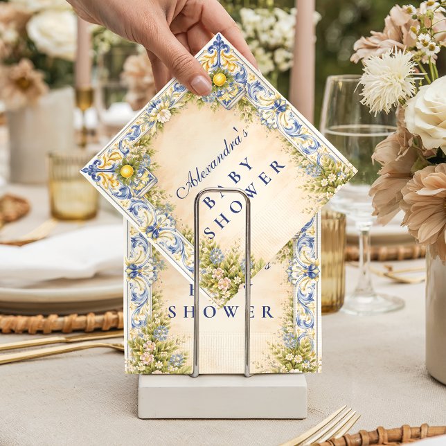 Guardanapo De Papel Italian Lemon Floral Frame Baby Shower (Criador carregado)