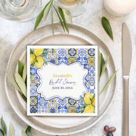 Guardanapo De Papel Italian watercolor tiles with lemon Bridal Shower