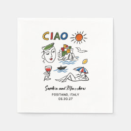 Guardanapo De Papel Italian Wedding Whimsical Hand Drawn Amalfi Coast 
