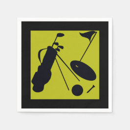 Guardanapo De Papel Itens de golfe pretos e verdes