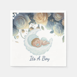 Guardanapo De Papel Its A Boy Blue Roses Floral Decorative Baby