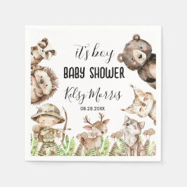 Guardanapo De Papel its boy Rustic Woodland Baby Shower Invite