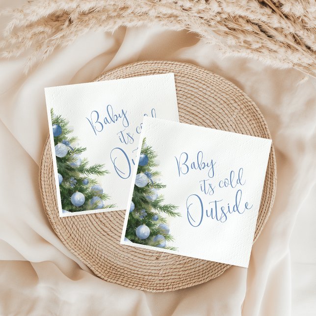 Guardanapo De Papel It's Cold Outside Blue Bow Winter Baby Shower (Criador carregado)