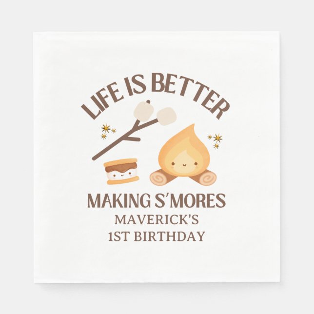 Guardanapo De Papel It's S'more Fun to Be One Kids 1st Birthday  (Frente)