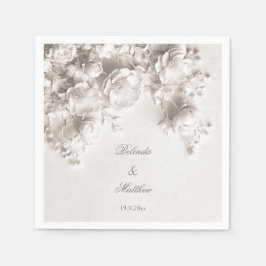 Guardanapo De Papel Ivory 3D Rosas Florais | Casamento
