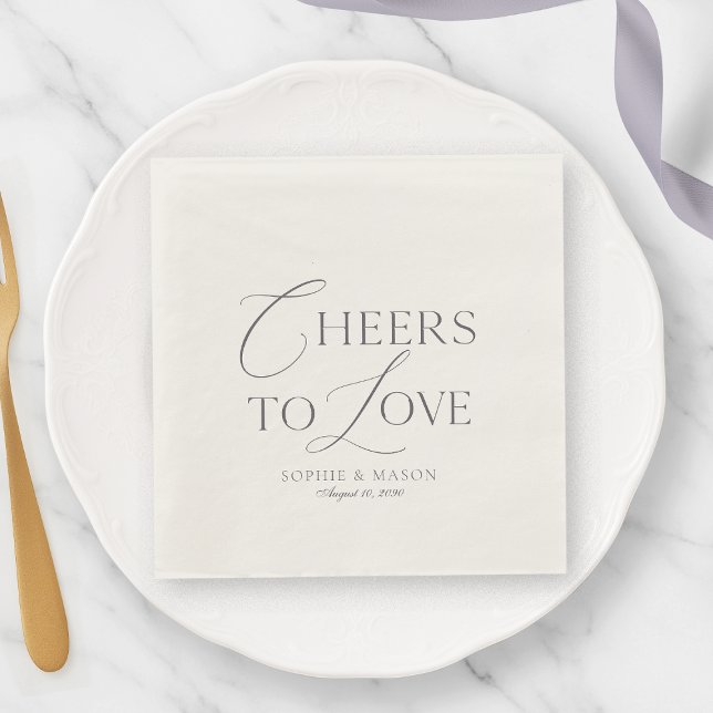 Guardanapo De Papel Ivory “Cheers to Love” Wedding (Criador carregado)