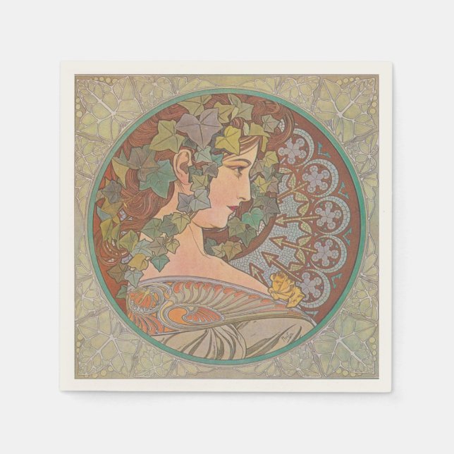 Guardanapo De Papel Ivy - Alphonse Mucha (Frente)