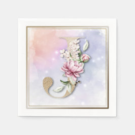 Guardanapo De Papel J Monograma Burgundy Floral Napkins