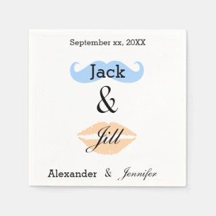 Guardanapo De Papel Jack & Jill Party Mustache & Kiss Napkins