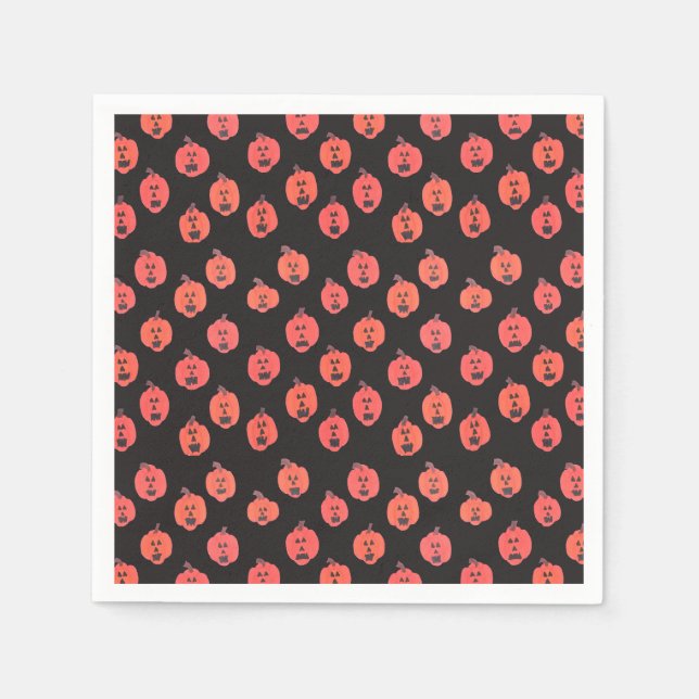 Guardanapo De Papel Jack-o-Lanternas em Preto (Frente)