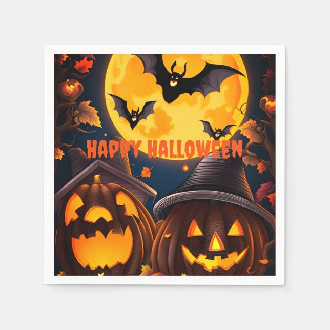 Guardanapo De Papel Jack-O-Lanterns Moon (Frente)