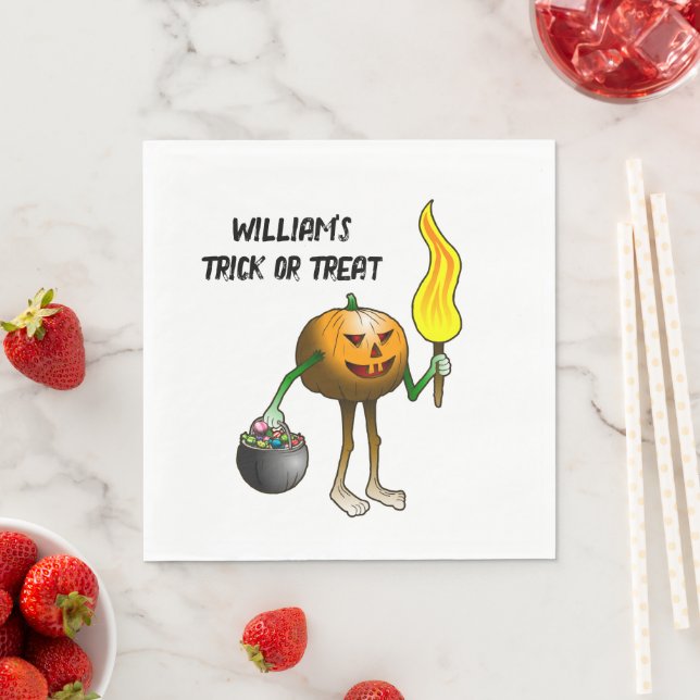 Guardanapo De Papel Jack O'lanterns Trick or Treat on Halloween night (Insitu)