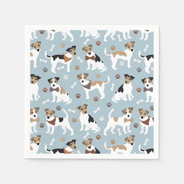 Guardanapo De Papel Jack Russell Terrier Paws e Bones Napkins (Frente)