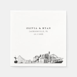 Guardanapo De Papel Jacksonville Skyline Weding Paper Cocktail Napkin