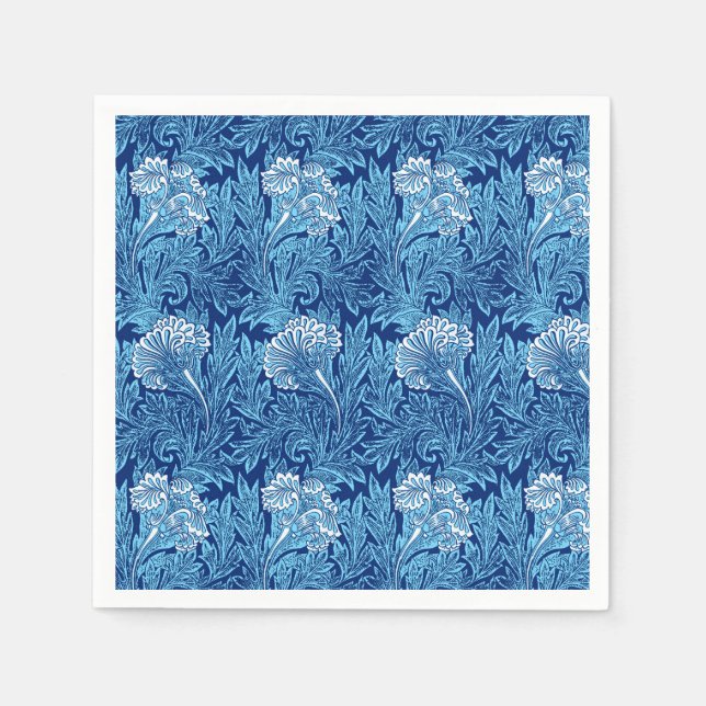 Guardanapo De Papel Jacobean Flower Damask, Cobalt e Azul Claro (Frente)