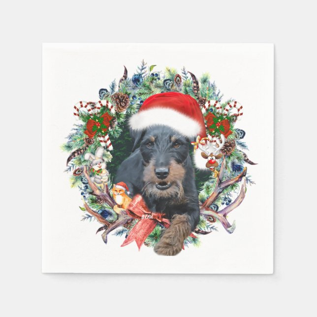 Guardanapo De Papel Jagdterrier,Feliz Natal (Frente)