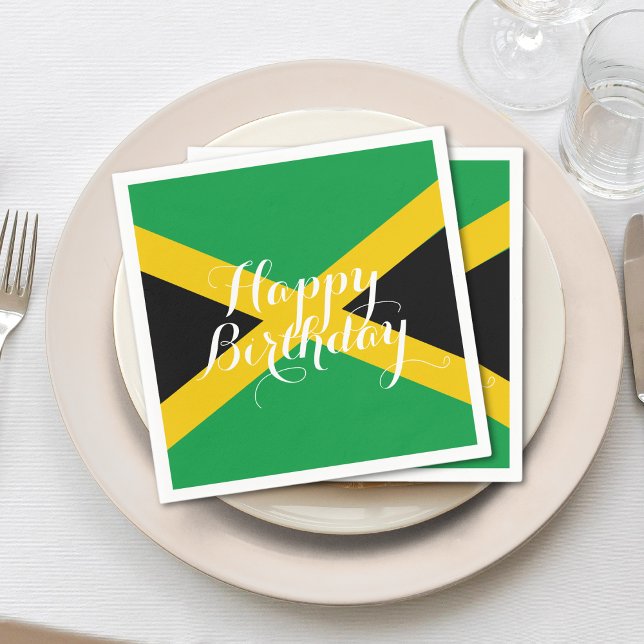 Guardanapo De Papel Jamaica Jamaican Flag Happy Birday Party (Jamaica Jamaican flag happy birthday napkins)
