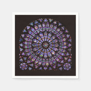 Guardanapo De Papel Janela cor-de-rosa de Paris da catedral de Notre