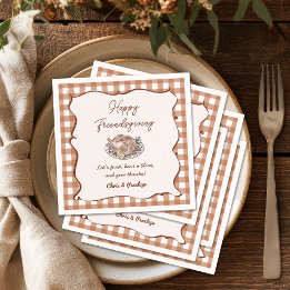 Guardanapo De Papel Jantar de Ação de Graças Rustic Gingham Friendsgiv