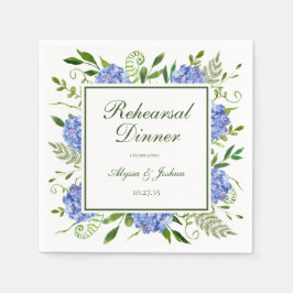 Guardanapo De Papel Jantar de Ensaios do Script Blue Hydrangeas