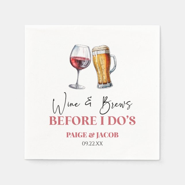 Guardanapo De Papel Jantar de Ensaios do Wine and Brews Before I Do's (Frente)