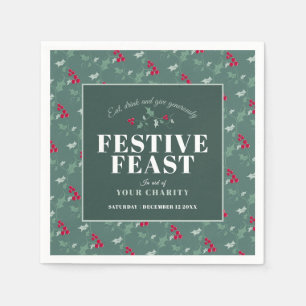 Guardanapo De Papel Jantar de Natal festivo de caridade verde vermelho