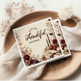 Guardanapo De Papel Jantar Elegante de Florais e Dia de Ação de Graças