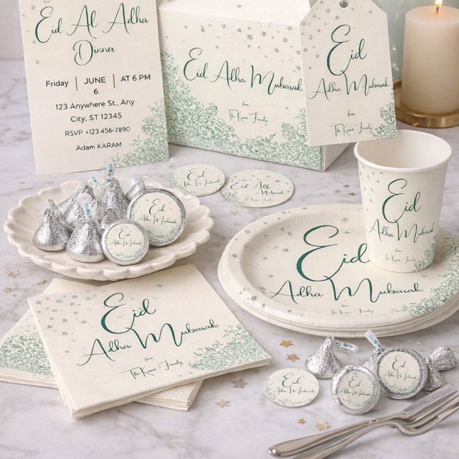 Guardanapo De Papel Jantar Verde Sage do Eid Al Adha (Criador carregado)