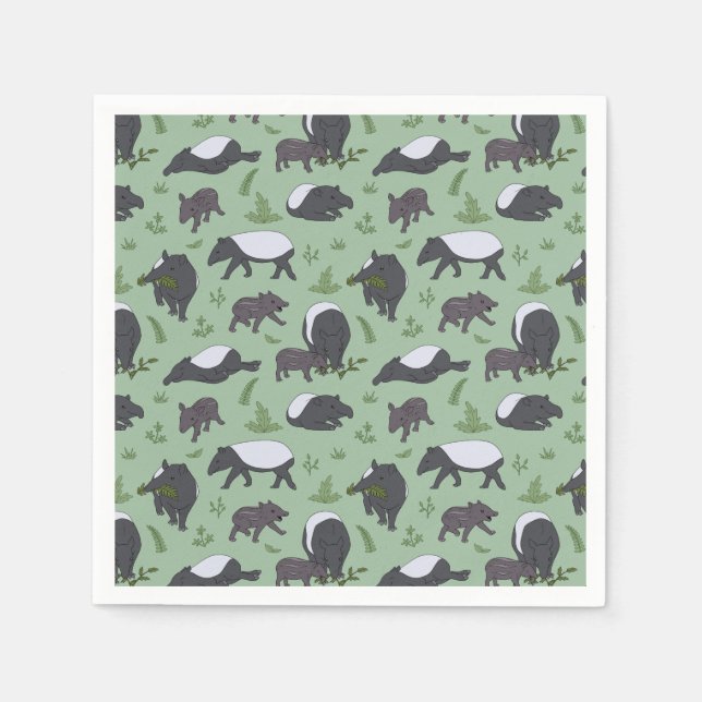 Guardanapo De Papel Janto da família Tapir em Verde (Frente)