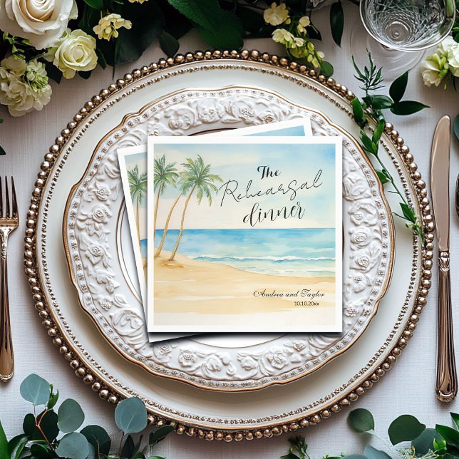 Guardanapo De Papel Janto de ensaio: Casamento de Praia e Palm Trees (Criador carregado)