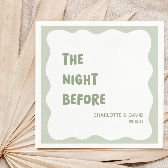 Guardanapo De Papel Janto de ensaio do Partido Sage Green Modern Welco (Elevate 'The Night Before' with these elegant sage green napkins at your chic rehearsal dinner.)