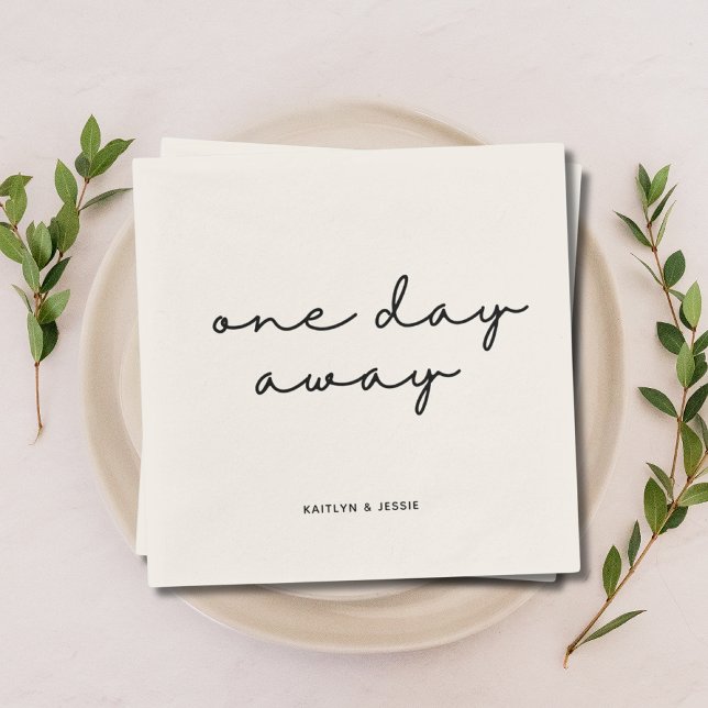 Guardanapo De Papel Janto de Ensaio Personalizado Elegante Preto, Um D (Elegant Black Custom Rehearsal Dinner One Day Away Napkins
)