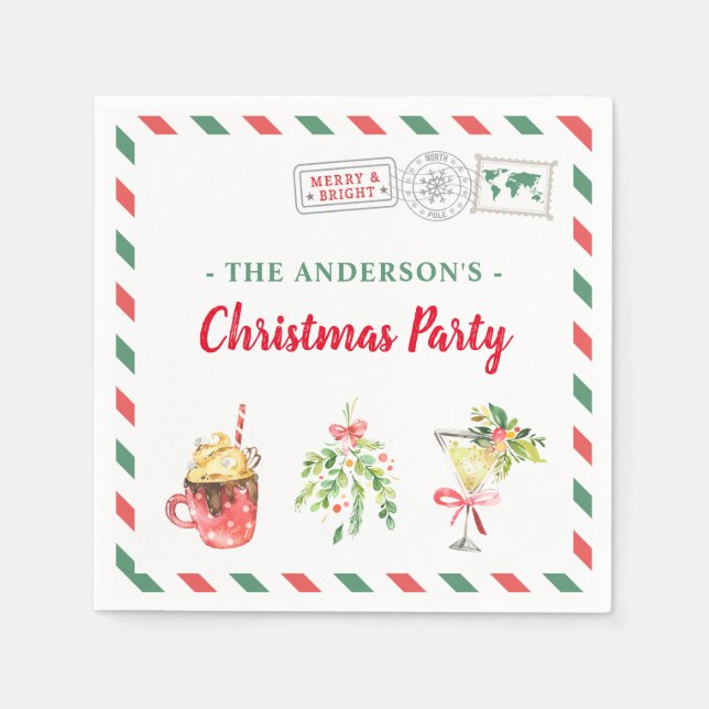 Guardanapo De Papel Janto de Festas de Natal Personalizado Cocktail (Frente)