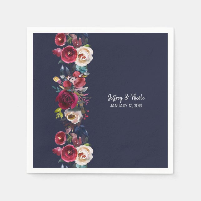 Guardanapo De Papel Janto de Recepção de casamento de Merlot para mari (Frente)