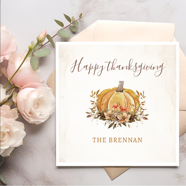 Guardanapo De Papel Janto Floral Fall Pumpkin Ação de Graças Napkins (Criador carregado)