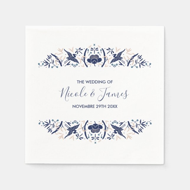 Guardanapo De Papel Japonês | Íbis-crestado Lótus Casamento Personaliz (Frente)