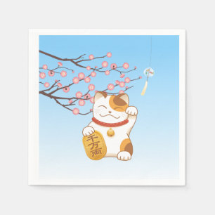 Guardanapo De Papel japonês Lucky Calico Cat, Maneki Neko