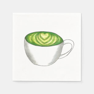 Guardanapo De Papel Japonês Matcha Green Tea Latte Teacup Foodie