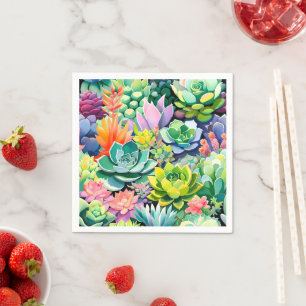 Guardanapo De Papel Jardim Botânico Suculento de Verão Colorido