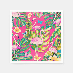 Guardanapo De Papel Jardim Botânico Tropical de Borboletas Flamingos R