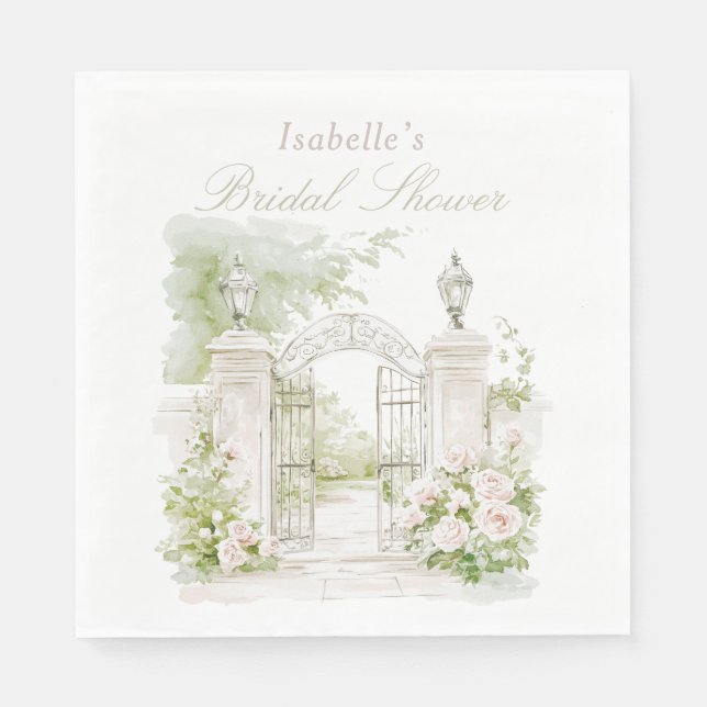 Guardanapo De Papel Jardim Bridal Elegante Francês Chateau Pastel (Frente)