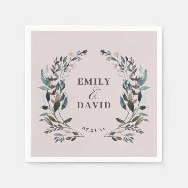 Guardanapo De Papel Jardim Crest Floral Casamento Mauve Purple (Frente)