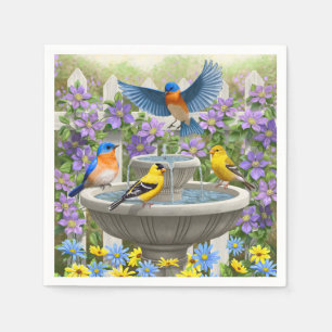 Guardanapo De Papel Jardim das Aves Coloridas e Flores de Pássaros