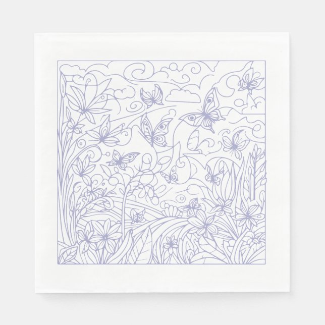 Guardanapo De Papel Jardim de Borboletas Azul (Frente)