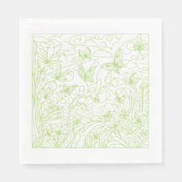 Guardanapo De Papel Jardim de Borboletas Verde