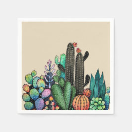 Guardanapo De Papel Jardim De Cactus Caquetado Em Pote