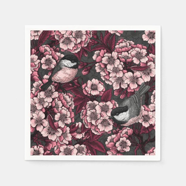 Guardanapo De Papel Jardim de cereja noturno (Frente)