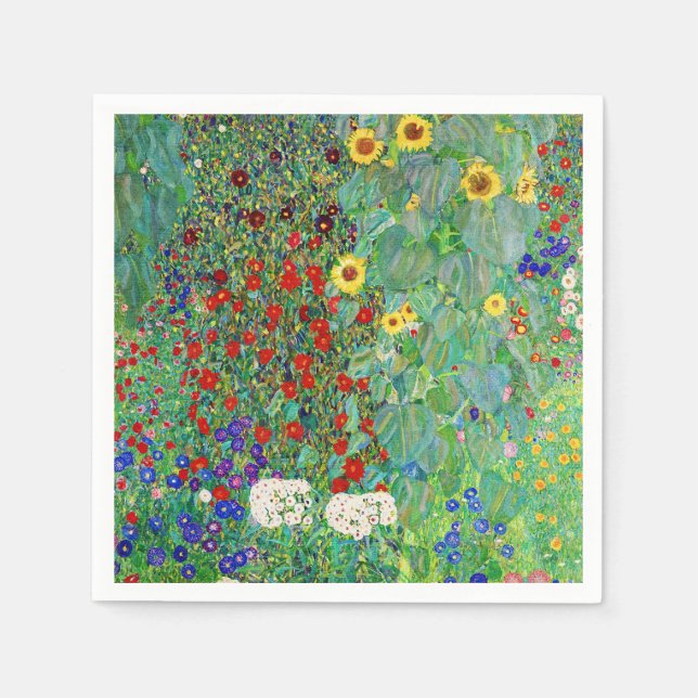 Guardanapo De Papel Jardim de Fazenda Gustav Klimt com pintura de gira (Frente)