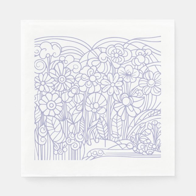 Guardanapo De Papel Jardim de Flores Azul (Frente)