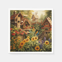 Jardim de Girassol 13 Casas de Aves Azuis